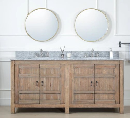 72 Inch Natural Wood Artisan Style Double Sink Adelina Bathroom Vanity ...